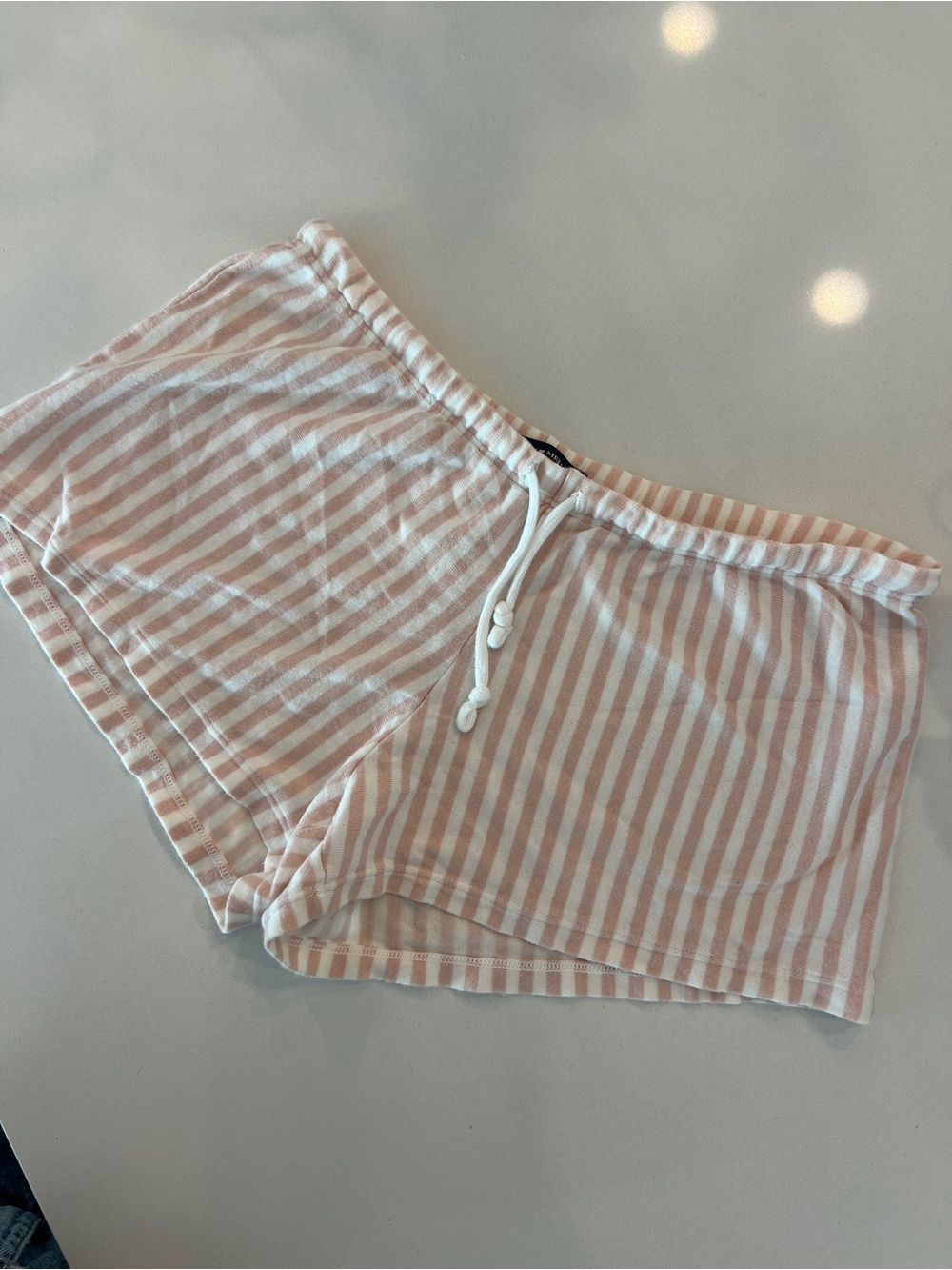 Brandy Melville Mini Pink & White Striped Drawstring Shorts
